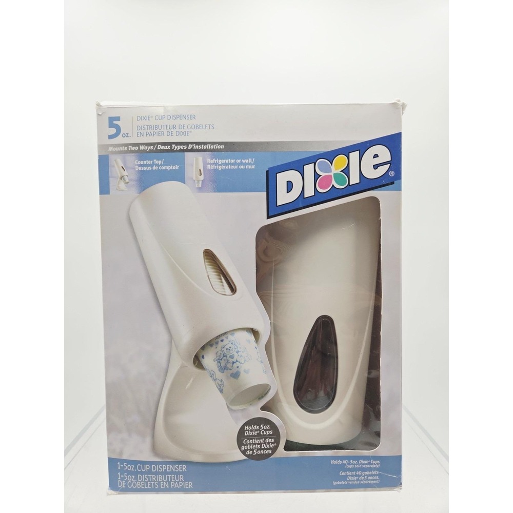 Vintage Dixie Cup Dispenser 5oz Countertop Wall Mount Retro White Green